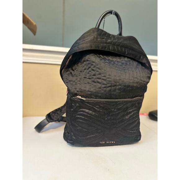 Ted Baker Backpack Black Akija Satin Quilted Bow Large School Travel Bag - Picture 6 of 13